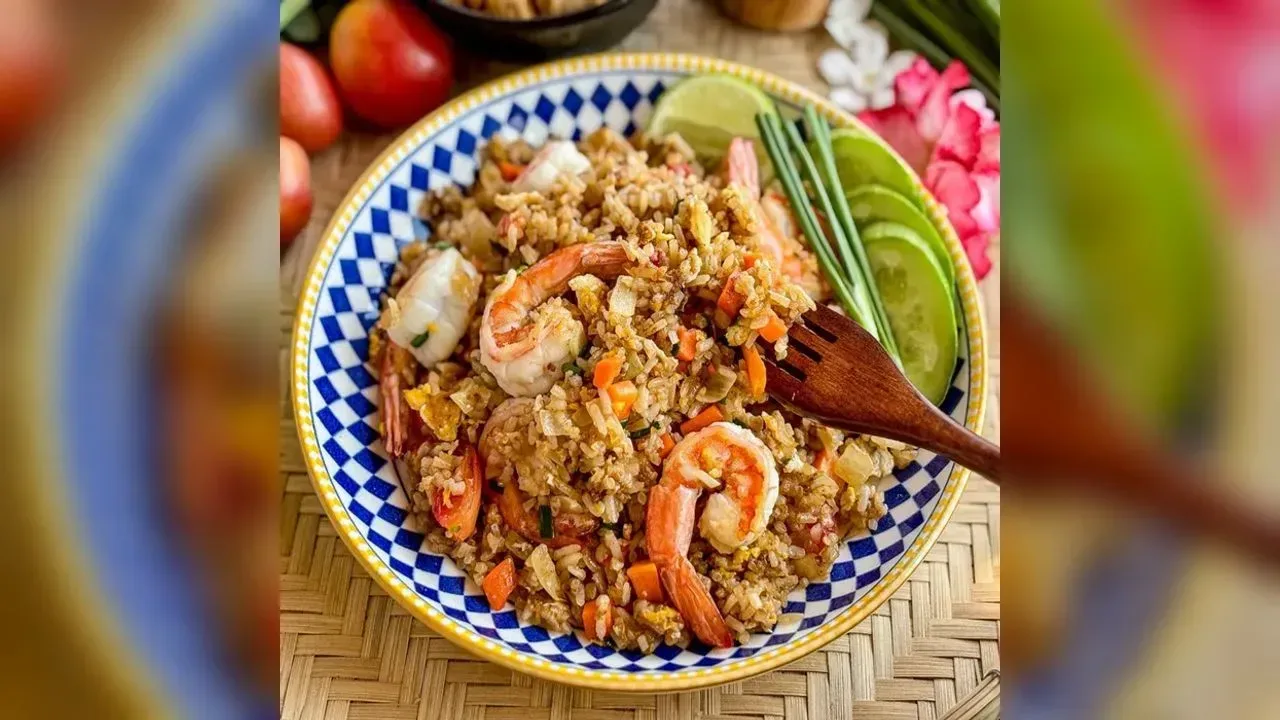 Thai fried rice with prawns & peas
