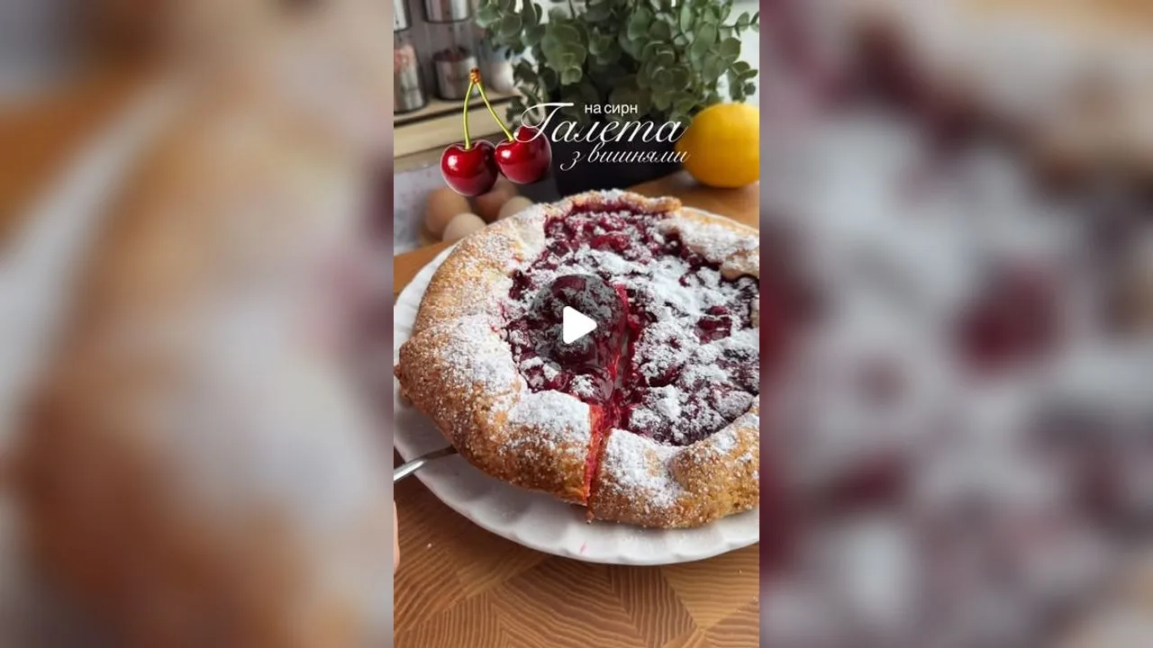 Cherry galette on quark (farmer's cheese) dough