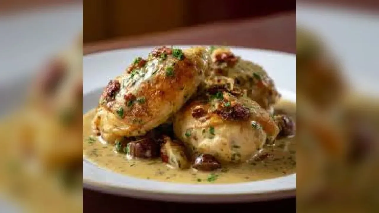 Roasted chicken with creamy walnut sauce
