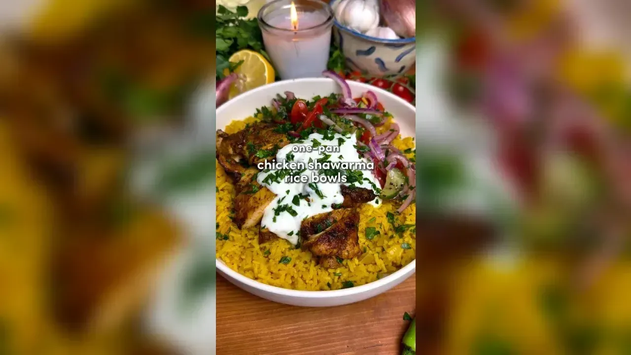 One‑Pan Chicken Shawarma Rice Bowls