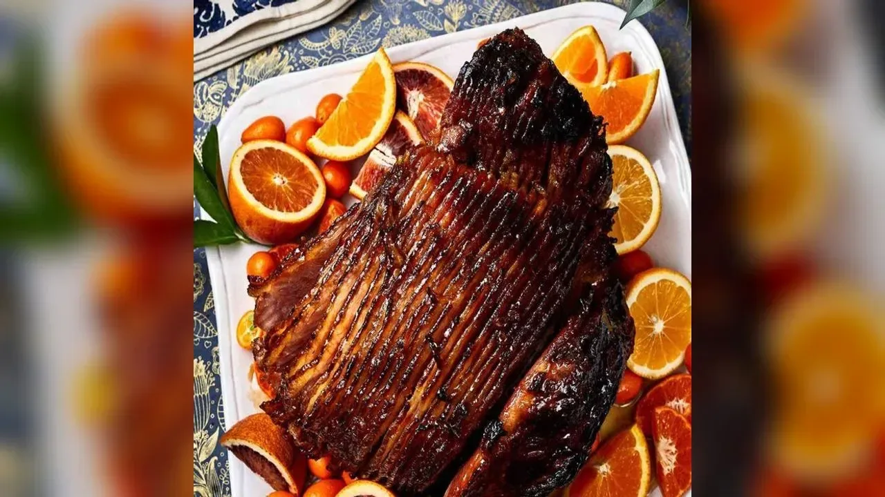 Slow-roasted ham with lemon, garlic & sage