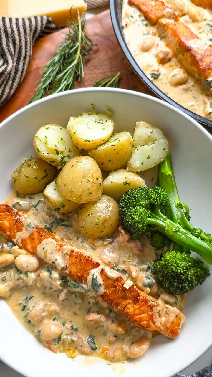 Tuscan Salmon and Butter Bean One-Pot