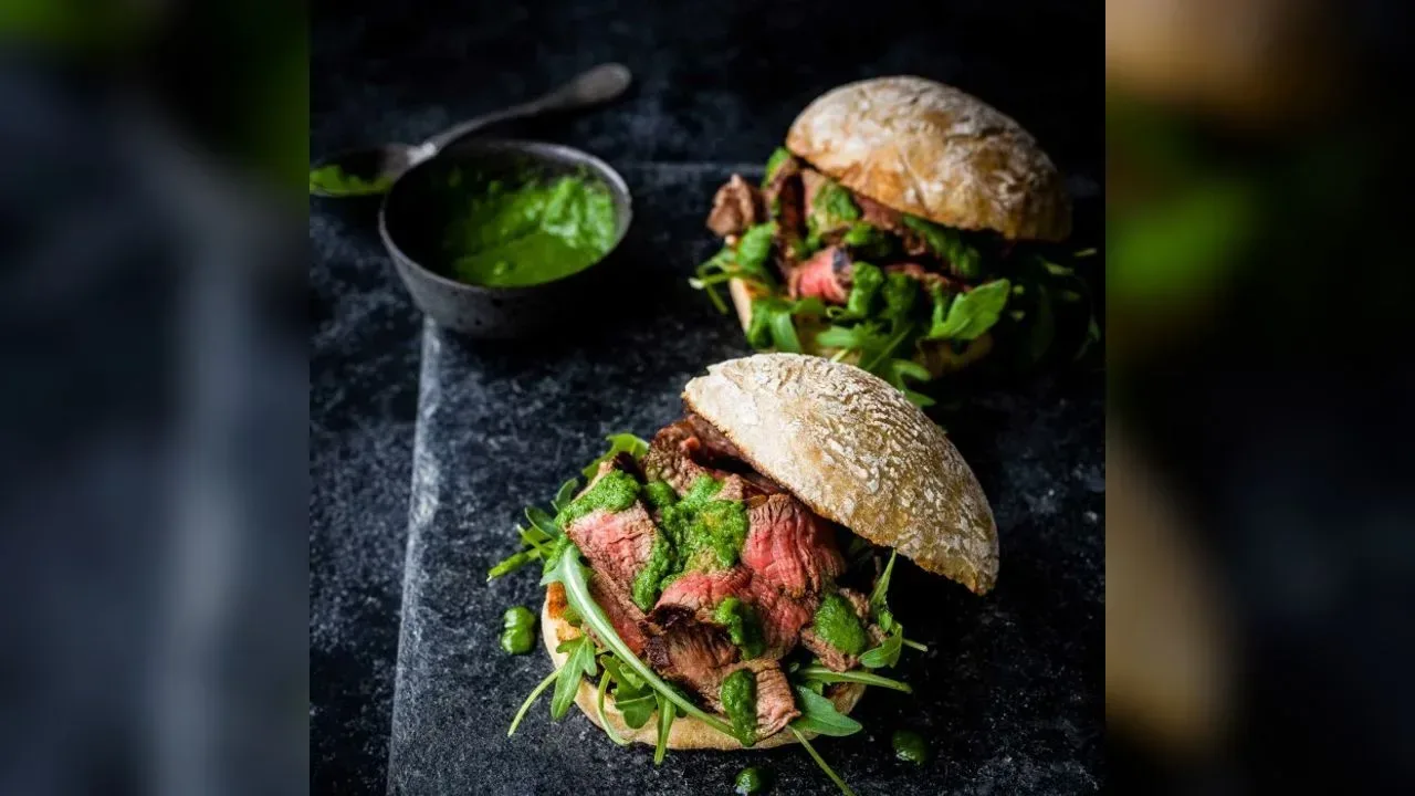 Portuguese prego with green piri-piri