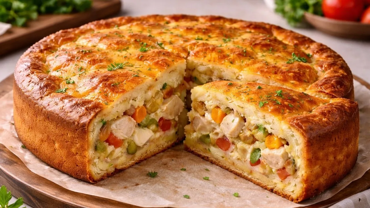 Смачний курячий пиріг з духовки