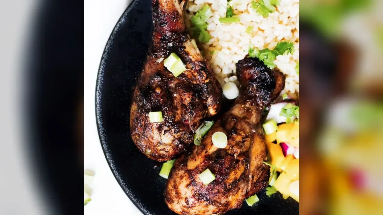 Jerk chicken with rice & peas